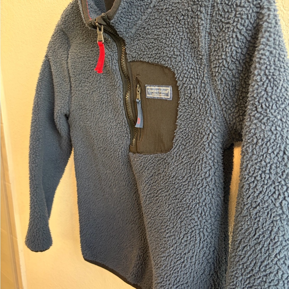 Vineyard Vines Kids Blue Fleece Pullover - Picture 3 of 6